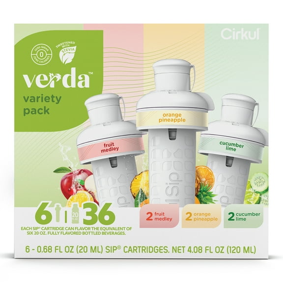 Cirkul Verda Flavor Cartridge Variety Pack, 6-Pack (2 Orange Pineapple, 2 Fruit Medley, 2 Cucumber Lime)