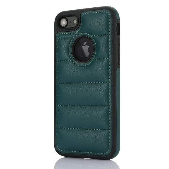 ELEHOLD for iPhone 7 / 8 / SE 2022 & 2020 Leather Case Luxury Premium PU Leather Logo Cutout View Full Coverage Slim Lightweight Non-Slip Shockproof Protective Case,green