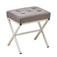 thumbnail image 6 of Tcbosik Gray Velvet Upholstered Vanity Ottoman with X-Shape Metal Legs, 18"H Modern Footstool for Bedroom, Living Room & Makeup, Soft Cushion Seat, Easy Assembly, 6 of 6