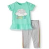 Disney Dumbo Baby Girl Short Sleeve Tulle Ruffle Tunic and Legging, 2pc Outfit Set