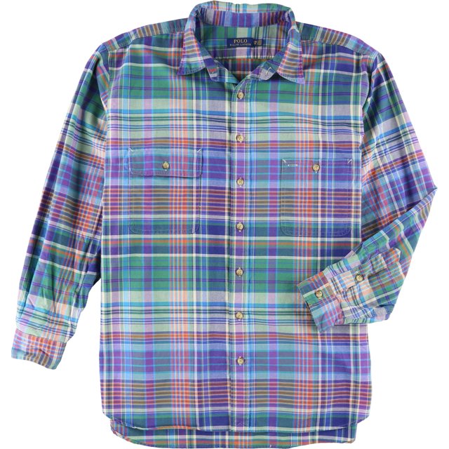 Ralph Lauren - Camisa Oxford a cuadros de ajuste clásico para hombre, color magentamu, grande, 2X