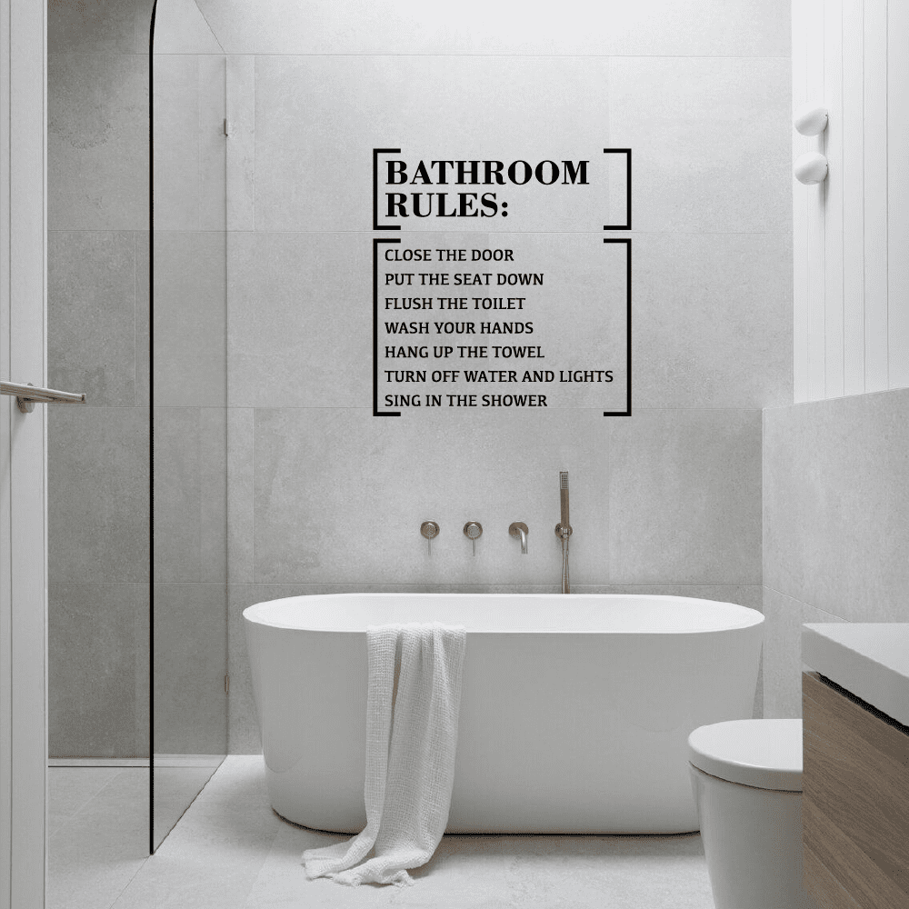Bathroom Rules wall decal removable sticker quote words room shower restroom 