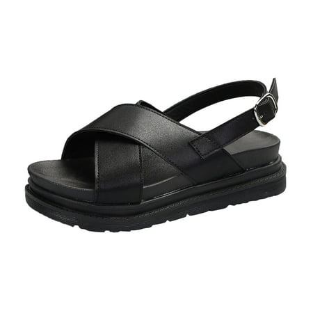 

Jungdeepe Women s Summer Fashion Thick Bottom Open Toe Leather Women s Sandals Athletic Water Sandals Buckle Sandals for Women Glitter Light Sandals for Women Size 6 Sandals for Women under 40
