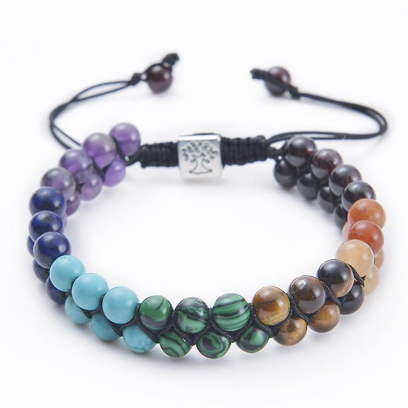 7 Chakra Stone Bead Yoga Meditation Bracelet Healing Crystal Double Layer Natural Gemstone Beaded Relax Anxiety Bracelets for Women Men