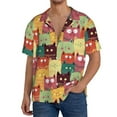 thumbnail image 3 of Haiem Cute Cartoon Cat Men's Casual Shirts Short Sleeve Button Down Shirts Fashion Textured Summer Beach Shirt-Medium, 3 of 7