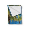 thumbnail image 2 of Beach Soft Flannel Fleece Throw Blanket, Tropical Island with Palm Trees Sunbeds Paradise Relaxation Summer Picture, Cozy Plush for Indoor and Outdoor Use, 50" x 60", Green Blue White, by Ambesonne, 2 of 5