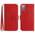thumbnail image 1 of Mantto for Samsung Galaxy Note 20 6.7 inch Wallet Case with Wrist Strap,Stylish Sunflower Embossed PU Leather Shockproof Protective Magnetic Clasp Flip Kickstand Card Slots Phone Cover,Red, 1 of 10