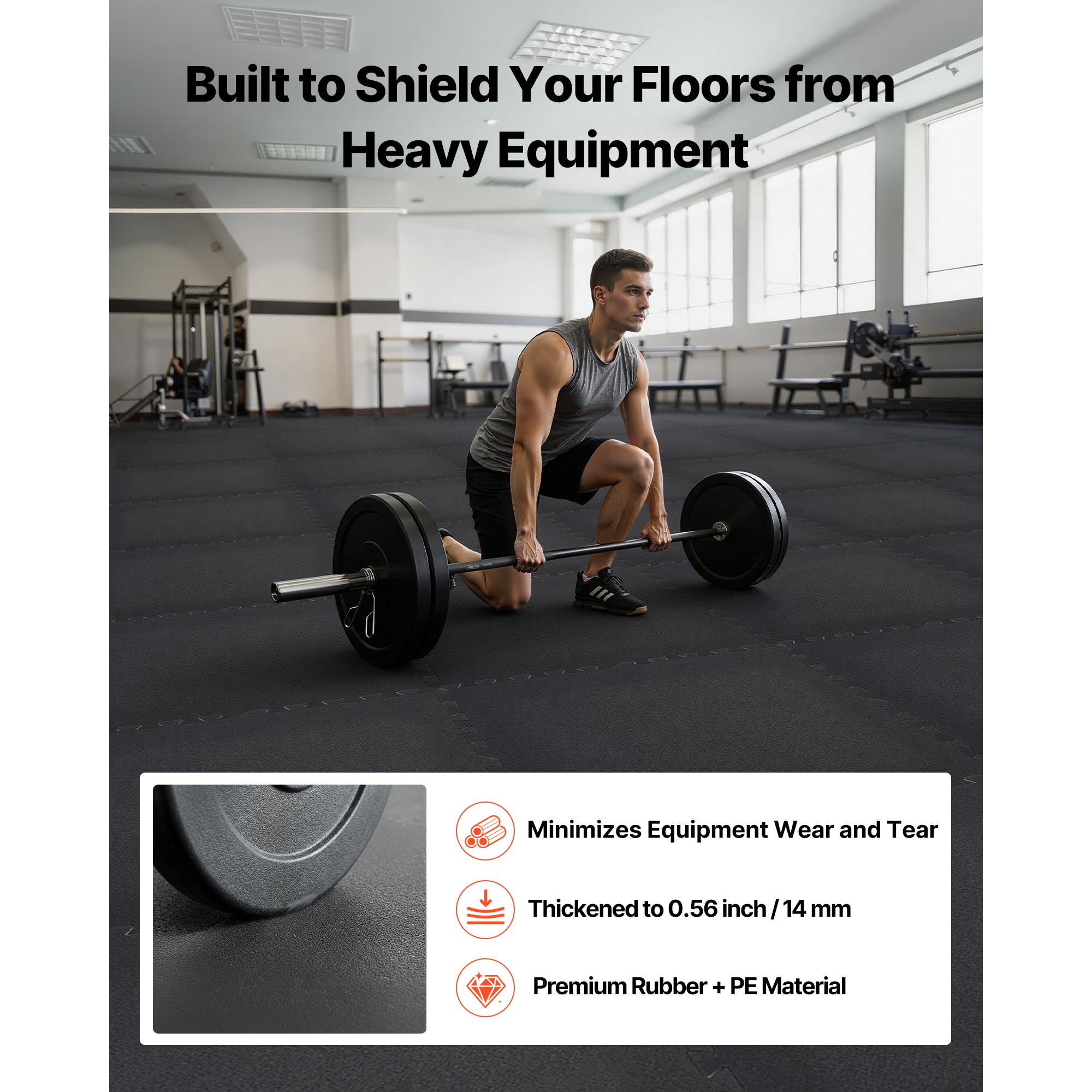 KFFKFF Puzzle Exercise Mat, 24 PCS Fitness Mats, 24 x 24 x 0.56 in, Durable EVA Foam Gym Flooring Set, Interlocking Soft Tiles, Protective Floor Padding for Home, Gym, Office, Black