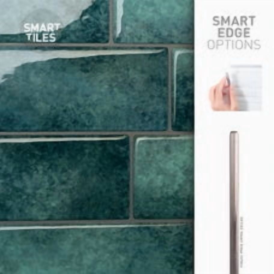 Smart Tiles Peel and Stick Backsplash, 5 Adhesive Tiles, Metro Blue/Green, 11.55"x8.38"