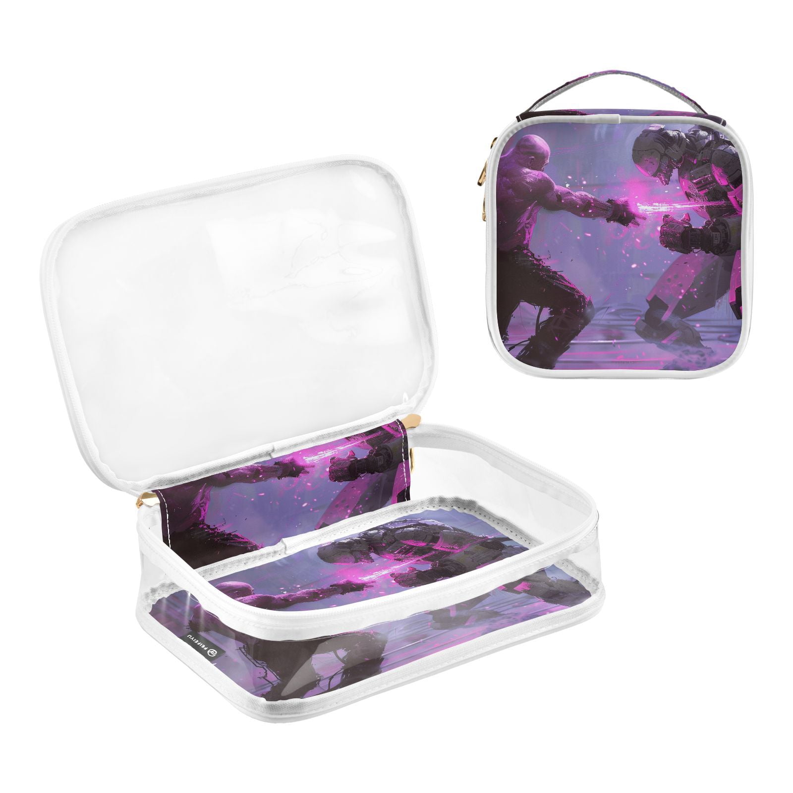 Clear Makeup Bags with Handle Large Opening 2 Pack Set Toiletry Bag Quart Size Bag, for Women Man Traveling Travel Essentials, Toiletries and Other. Game Graphic Capture