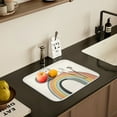 thumbnail image 5 of Yayeee Dish Drying Mat for Kitchen Counter 18" x 24" Microfiber Super Absorbent Coffee Decorative Pad, White Cat Rainbow, 5 of 9