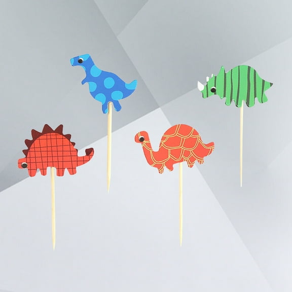Toddmomy Dinosaur Cake Toppers Assorted Color Paper Material for Birthday Cupcake Decorations