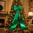 thumbnail image 5 of Big Green Bows Christmas Tree Topper Bows 82*23in Giant Large Satin Bow for Hoom Wall Backdrop Room Decorations for Wedding Birthday Party, 5 of 9