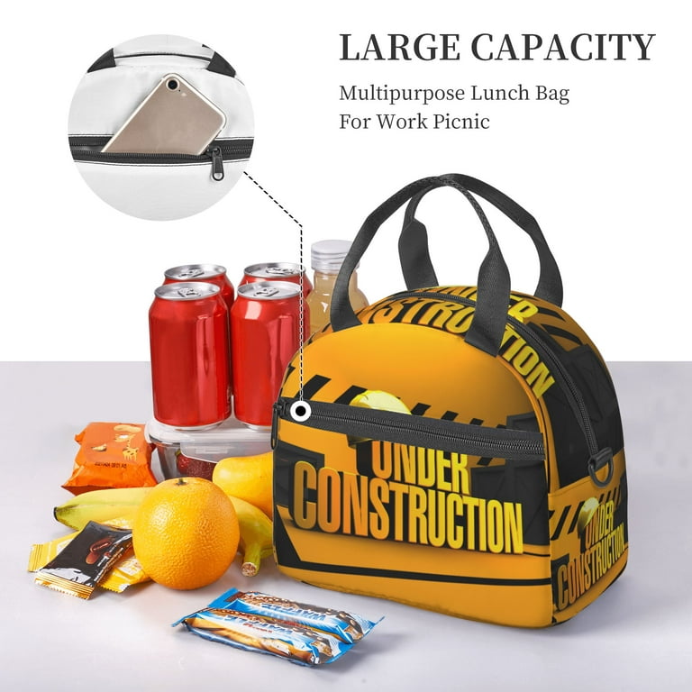 DouZhe Lunch Bags for Women and Men, Under Construction Prints Reusable  Portable Insulated Cooler Waterproof Lunch Tote Bag for Travel Work School  Picnic 