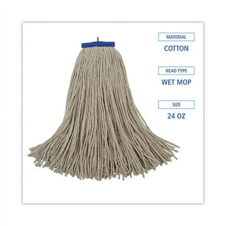 Cut-End Lie-Flat Wet Mop Head, Cotton, 24oz, White Cut-End Lie-Flat Wet Mop Head, Cotton, 24oz, White