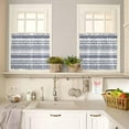 thumbnail image 4 of Blue Boho Kitchen Curtains and Valances Set, Rod Pocket Curtains Tier Farmhouse Window Curtains 36 Inch Length, Abstract Ethnic Geometric Stripes Vintage 3 Piece Kitchen Curtains Set, 4 of 6