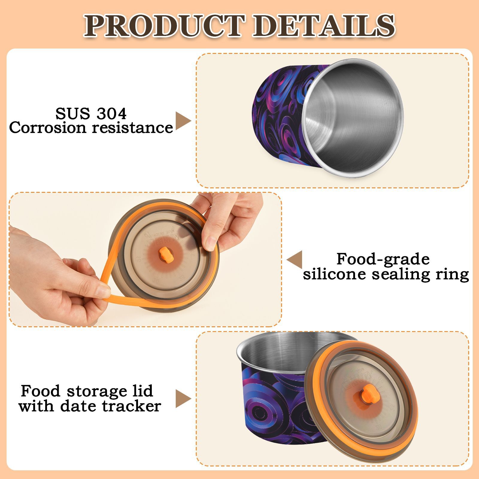 Dark Coil Swirl Neno Airtight Coffee Bean Canister 30oz Food Storage Containers with Lids For Gournd, Tea, Sugar, Flour, Rice, Cereal, Candy Cookie Jar