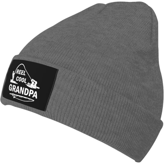 Fgsivsw Reel Cool Grandpa Fishing Men/Women Beanie Winter Hat Warm Skull Knit Hats Soft Stretch Thick Cute Knitted Cap Black