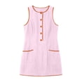 thumbnail image 7 of Women's Casual Solid Color Sleeveless Button Up Dress, Round Neck, 7 of 7