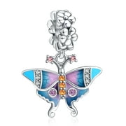 925 Sterling Silver Charm for Pandora Bracelets Women Retro Butterfly Vintage Color Dangle Charm Necklace Girl Gifts