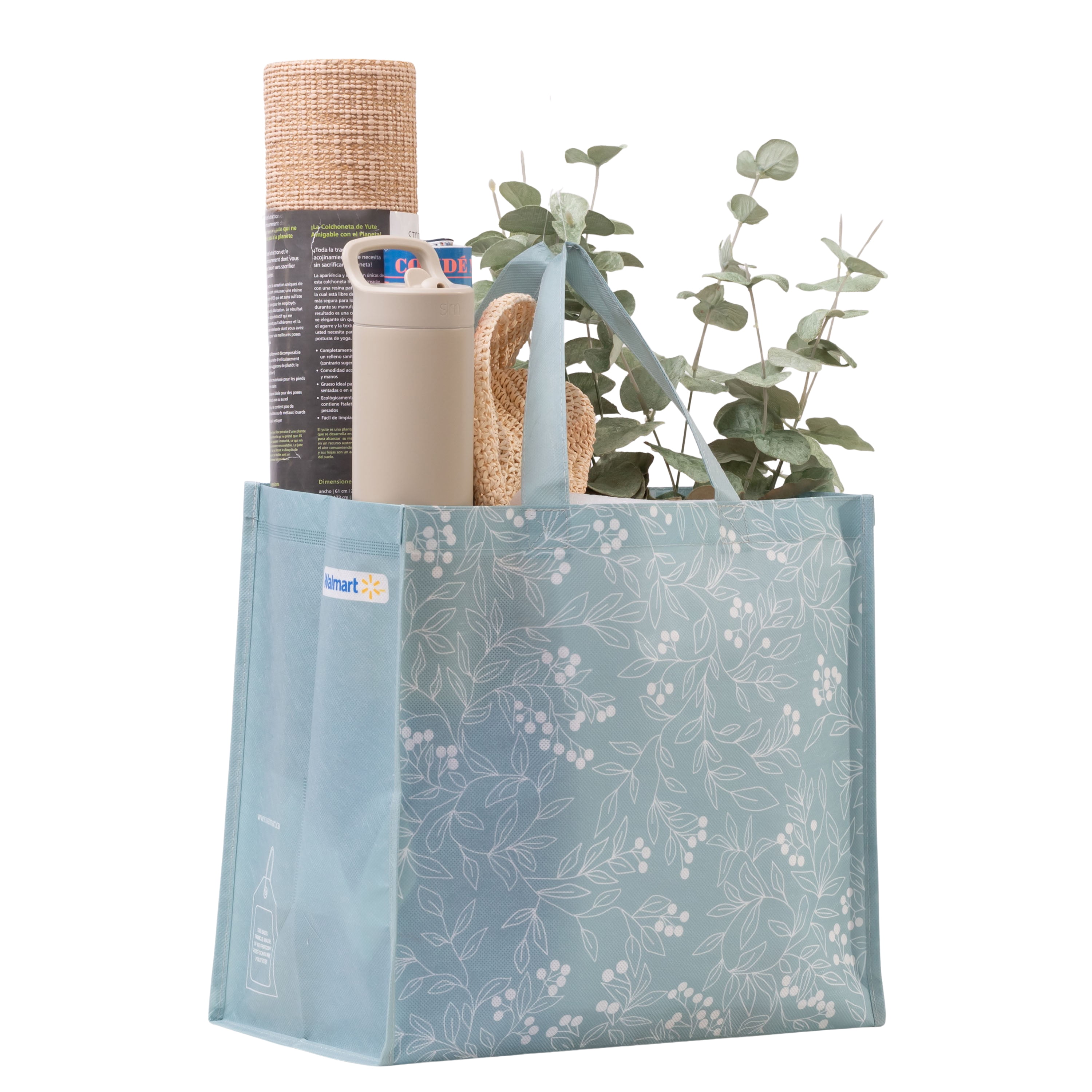 Reusable Grocery Bag with Bottle Holder , Reusable Shopping Bag for groceries, Multipurpose Tote Bag Winter Design, Winter Reusable Grocery Bag