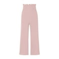 thumbnail image 5 of Wide Leg Pants for Women Elastic High Waist Solid Cotton Linen Pants Casual Baggy Comfy Summer Lounge Trousers Pink, 5 of 5