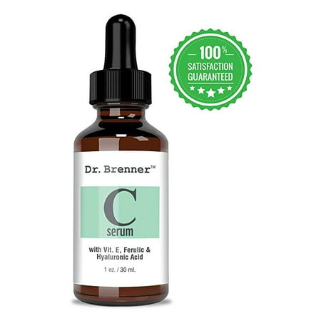 Dr. Brenner Anti-Aging Vitamin C Serum for Face and Eyes with Ferulic Acid, Vitamin E and Hyaluronic Acid 1oz. Set that includes a FREE (Best Hyaluronic Acid Serum With Vitamin C)