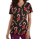 thumbnail image 2 of Tops Para Mujer Uniforme de Trabajo Tops Estampado de Navidad Manga Corta Cuello en V Blusa Con Bolsillos Odeerbi ODB181351, 2 of 5