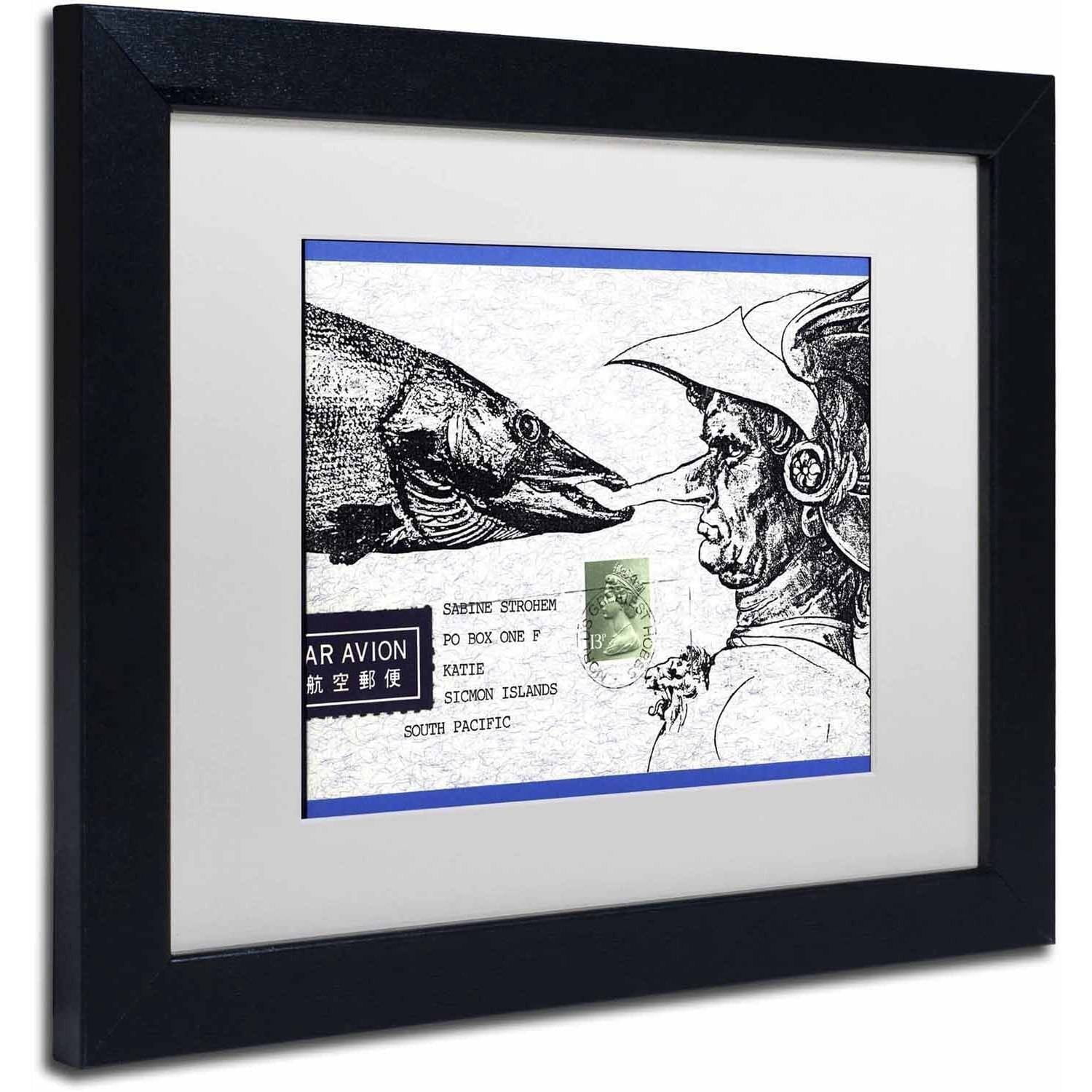 Trademark Fine Art 'Fish Nose' Canvas Art by Nick Bantock, White Matte, Black Frame