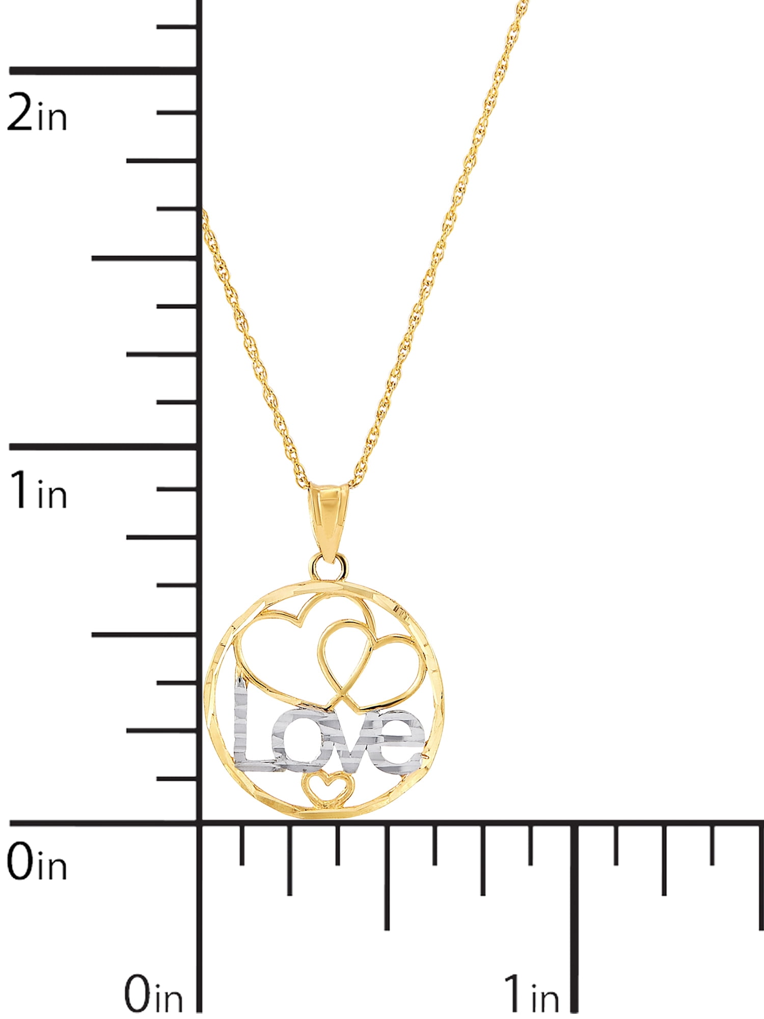 Brilliance Fine Jewelry 10K Yellow Gold Rhodium Love Hearts Circle on Gold Filled Necklace,18"