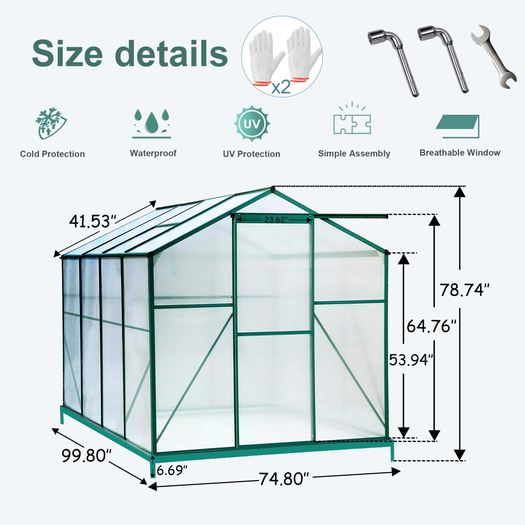 Greenhouse for Outdoors, Heavy Duty Polycarbonate Greenhouse, Walk-in Garden Greenhouses, Large Green House for Outside, Backyard Green House for Winter, Easy Setup (6'x 8')