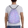 thumbnail image 2 of Drawstring Backpack - fish dragon iridescent scale Splash Proof Small Drawstring Gym Bag for Women Men, Cinch Sports String Bag Backpack for Travel Swimming Beach, 2 of 8