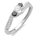 thumbnail image 1 of Dazzlingrock Collection 0.50 Carat (ctw) 18k Round Black & White Diamond 3 Stone Swirl Bridal Ring 1/2 CT, White Gold, Size 5.5, 1 of 1