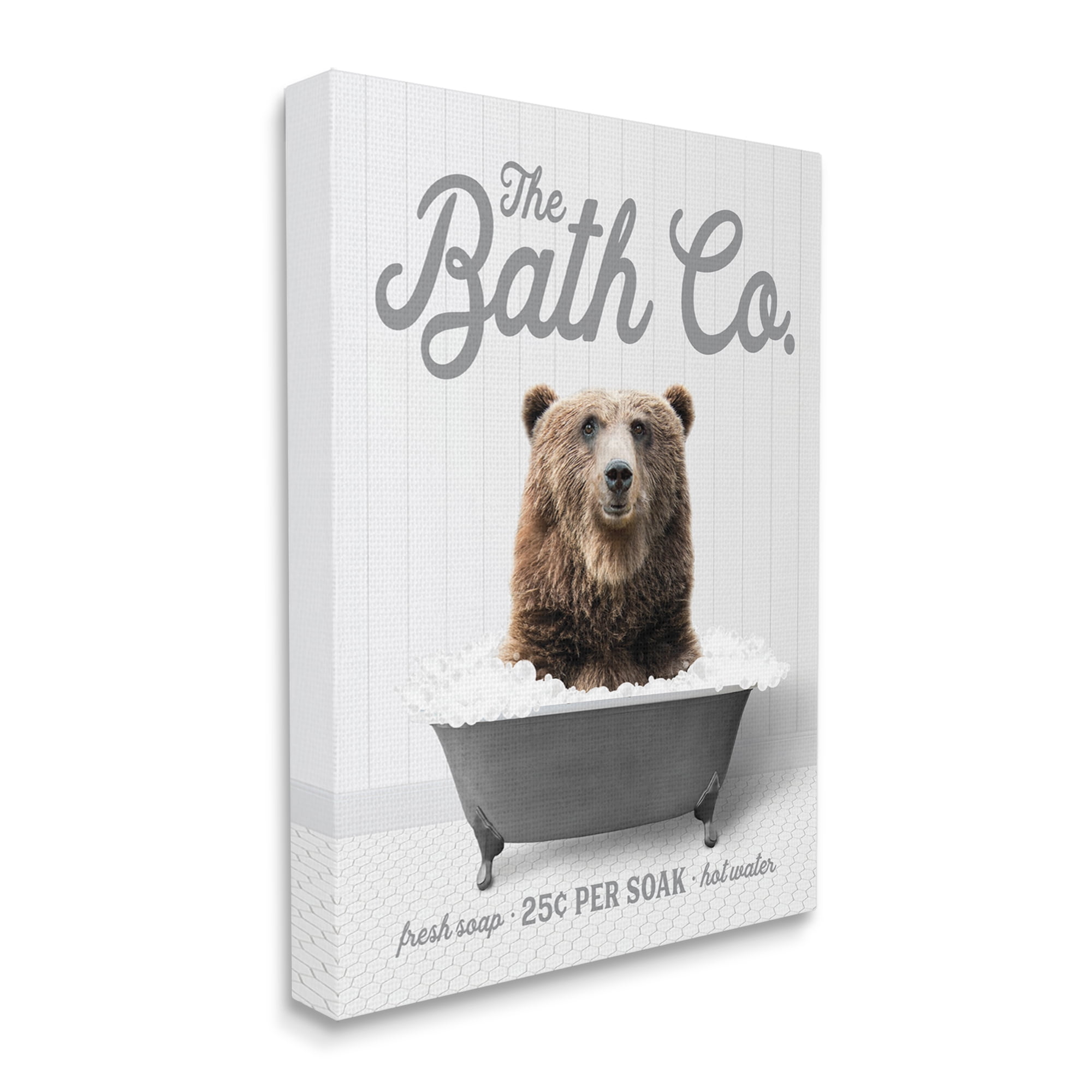 Stupell Industries Bear in Bubble Bath Animals & Insects Painting Gallery Wrapped Canvas Print Wall Art, 36 x 48