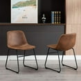 thumbnail image 2 of Vanity Art Set of 2 Pcs Synthetic Leather Upholstered Dining Chairs Armlesss with Metal Legs UC-13BRN, 2 of 6