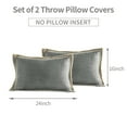 HIG Set of 2 Gray Throw Pillow Covers Vintage Linen Trimmed Cushion
