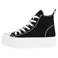 thumbnail image 2 of TOP MODA Women High Top Platform Sneakers Canvas Lace-Up Fashion Shoes Flatform Thick Sole Casual Streetwear Trainers SHERRY-1 Canvas Black 9, 2 of 5
