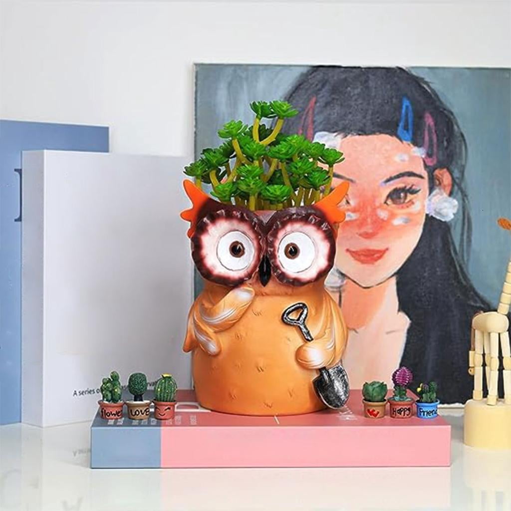 Osdhezcn Owl Mom Dad Gypsum Flower Pot Silicone Mold Epoxy Resin Casting Mold Succulent Vase Cement Clay Mold Pen Holder Mold