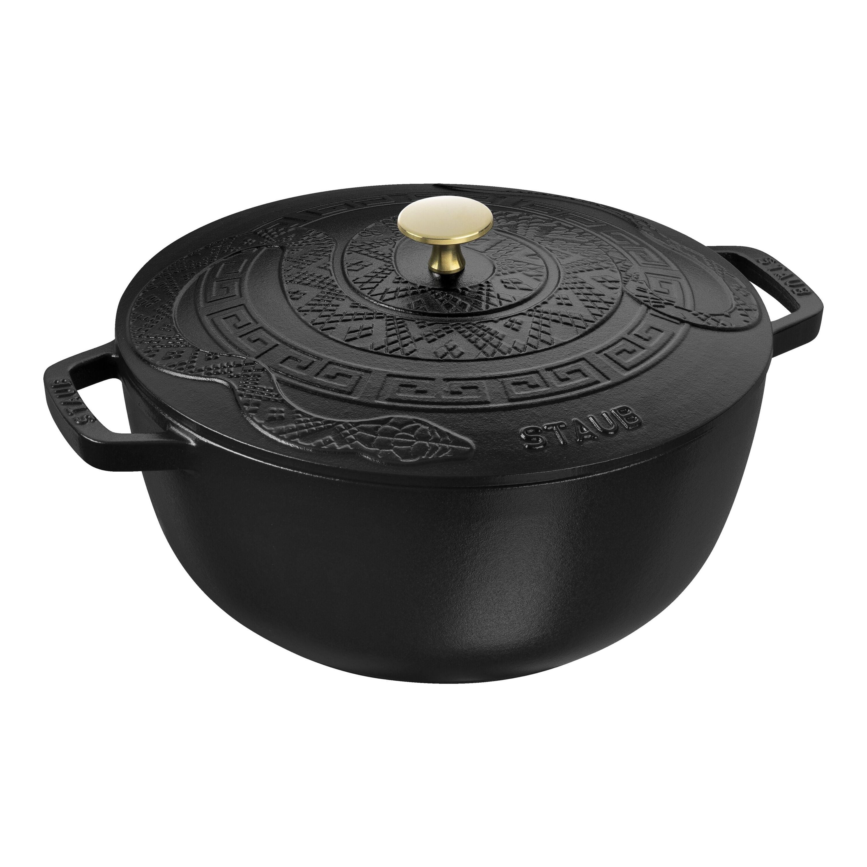STAUB la Cocotte Four à Frire Essentiel Rond en Fonte 4,8 L avec Couvercle Serpent, Noir