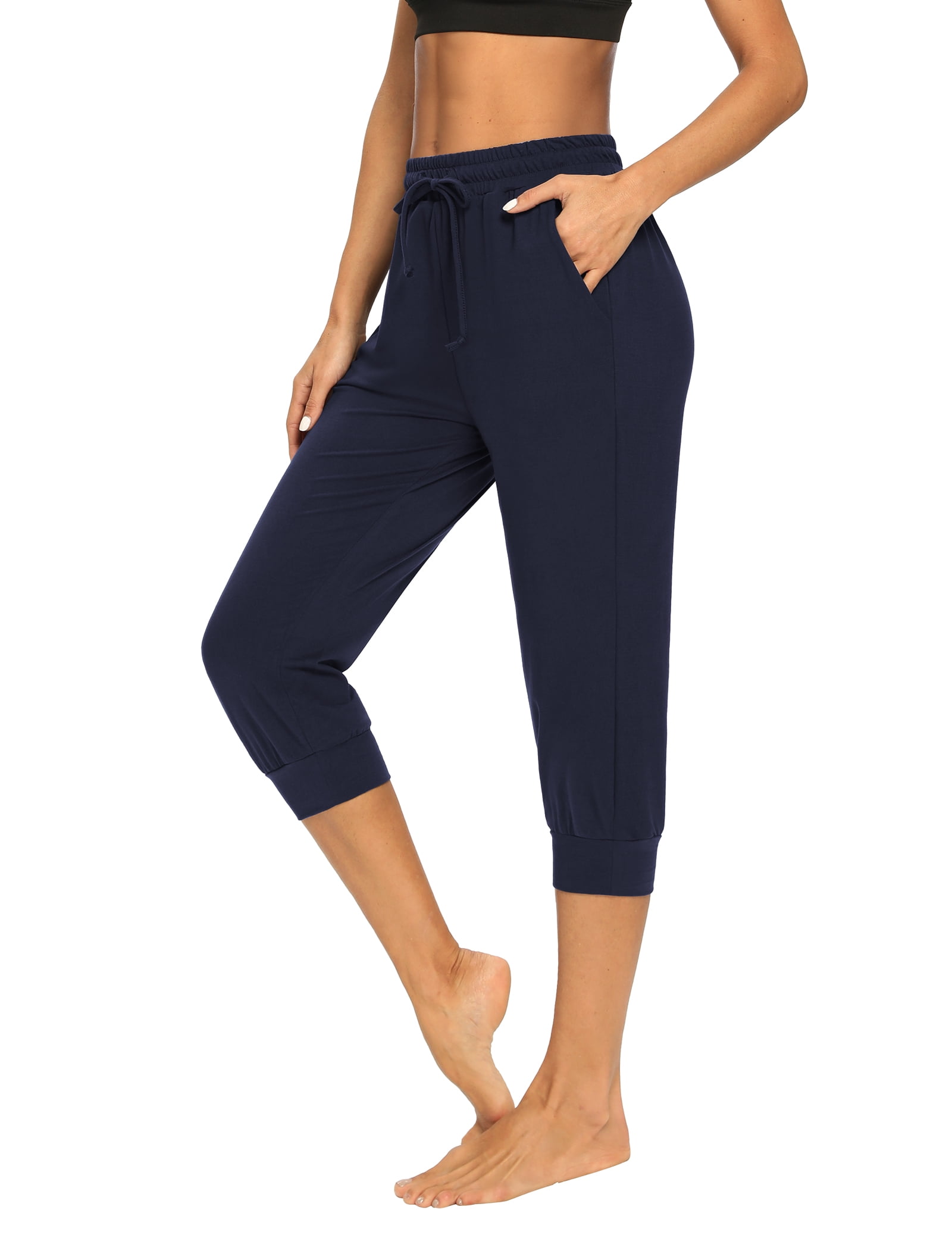 Sarin Mathews Yoga Pants for Women with Pockets Capri Workout Leggings for Women High Waisted Athletic Running Leggings 