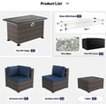 thumbnail image 4 of Kullavik 8 Pieces Outdoor Furniture Set with 43" Gas Propane Fire Pit Table PE Wicker Rattan Sectional Sofa Patio Conversation Sets,Navy Blue, 4 of 7