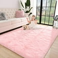 thumbnail image 4 of H HOMORE Cute Fluffy Shaggy Pink Area Rug, 4' x 5.9', Super Soft and Easy to Clean, 4 of 7
