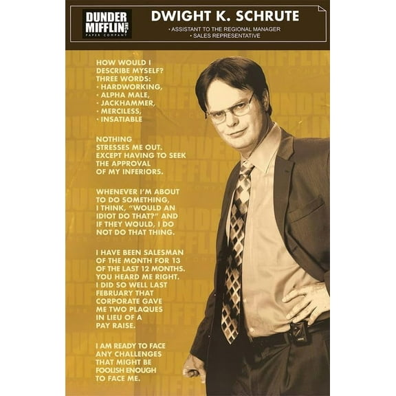 BUY ART FOR LESS Officially Licensed The Office Dwight Art Poster 24 x 36 Inch - Decorative Print - Poster Paper - Ready to Frame