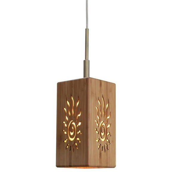 Woodbridge Lighting Light House Radiance Small Bamboo Pendant in Brass/Natural