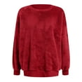 thumbnail image 4 of GDREDA Chandails Chauds en Tricot Duveteux à Manches Longues pour Femmes, Pull-Over Automne 2024, Rouge, TTG, 4 of 5