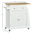 thumbnail image 3 of HOMCOM Rolling Kitchen Island, Kitchen Cart with Rubberwood Top, Spice Rack, 3 of 10