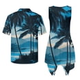 thumbnail image 5 of Psesaysky Matching Hawaiian Couple Outfit Tropical Palm Tree Print Mens Button Down Aloha Shirts Womens Sundress Sleeveless A Line Flowy Tank Dress with Pockets-M, 5 of 7