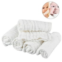 Pretty See Organic Cotton Baby Towels Soft Newborn Baby Face Towel Natural Baby Muslin Washcloths and Towels for Sensitive Skin, White, Set of 5