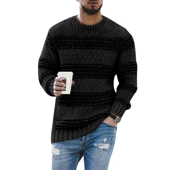 Cvlife Mens' s crew neck sweater Winter STRIPE Long sleeves pullover Leisure Bottom Top CVLIFE Casual suelto