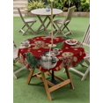 thumbnail image 3 of Outdoor Tablecloth with Umbrella Hole and Zipper, Red Christmas Round Table Cloth 54 Inch Waterproof Tablecloth, Xmas Tree Gingerbread Snowman Winter Picnic Table Cover for Patio Camping, 3 of 7